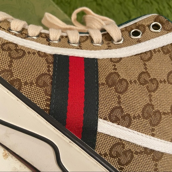 🟩🟥🟩 Gucci High-Top Tennis 77’ Shoes! WOW 🔥! Men sz 7.5 - Picture 5 of 14